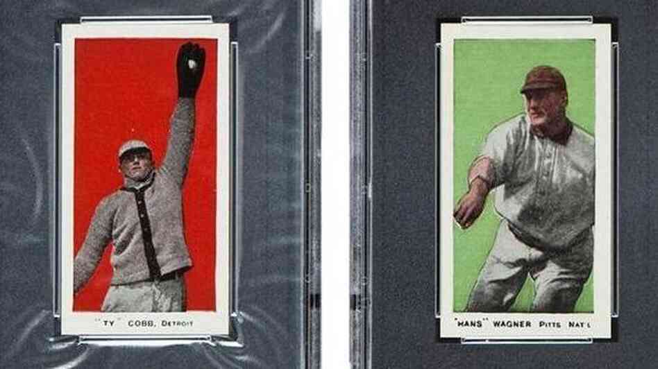 Two of the most valuable cards in the collection: Ty Cobb (left) and Honus "Hans" Wagner.