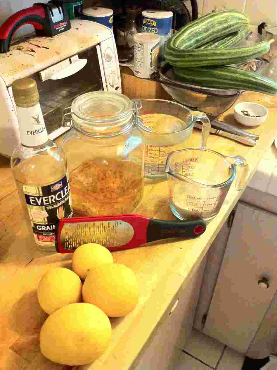 Limoncello in the making.