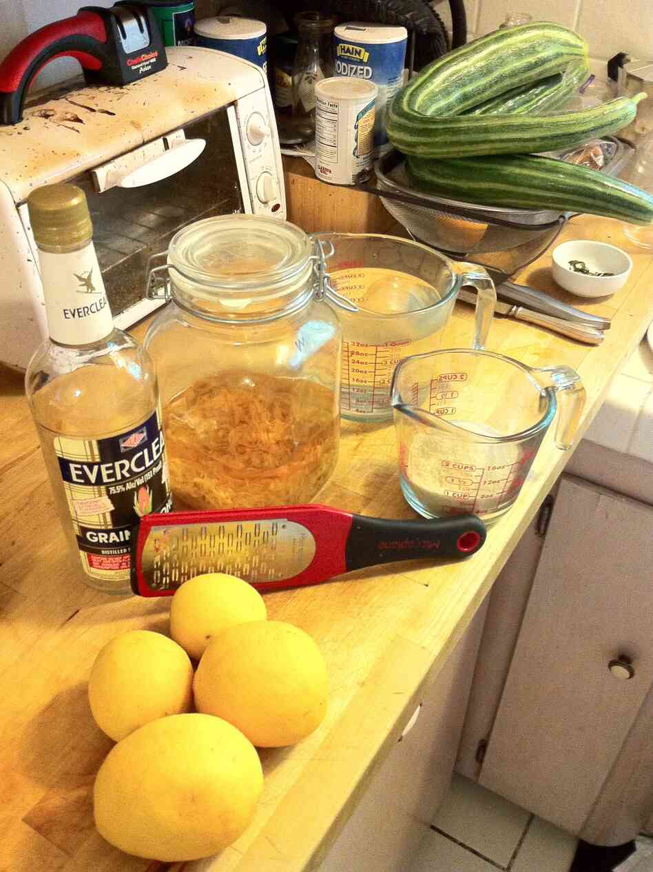 Limoncello in the making.