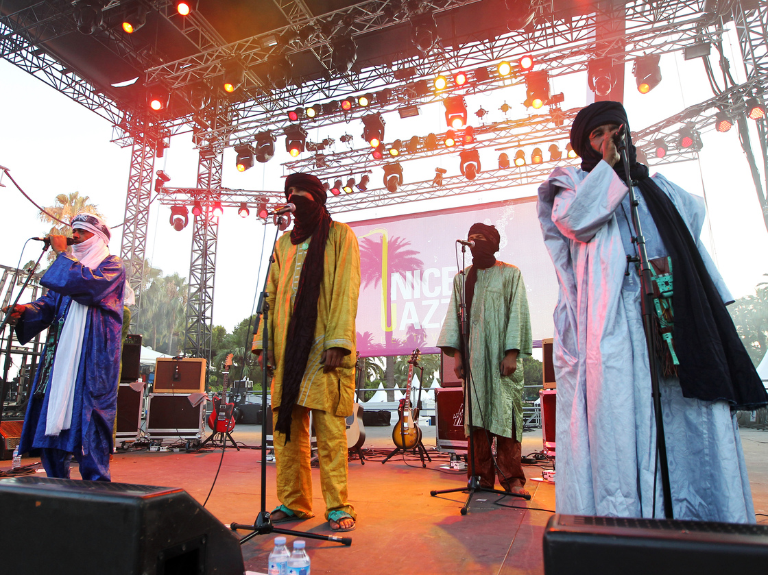 A Tuareg band from Mali, Tinariwen, performs in Nice, France, in July. The band has developed an international reputation and won a Grammy this year. See them perform at NPR headquarters.