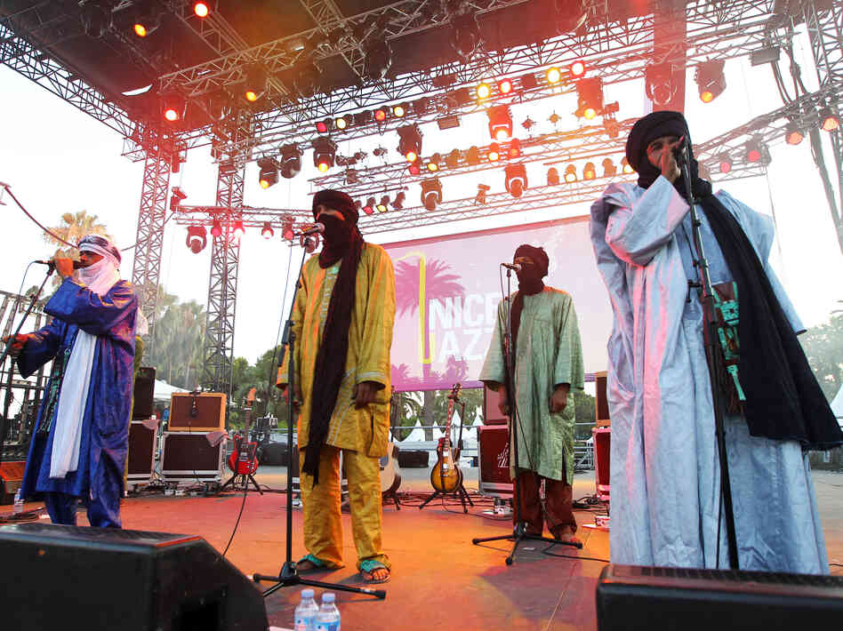 A Tuareg band from Mali, Tinariwen, performs in Nice, France, in July. The band has developed an international reputation and won a Grammy this year. See them perform at NPR headquarters.