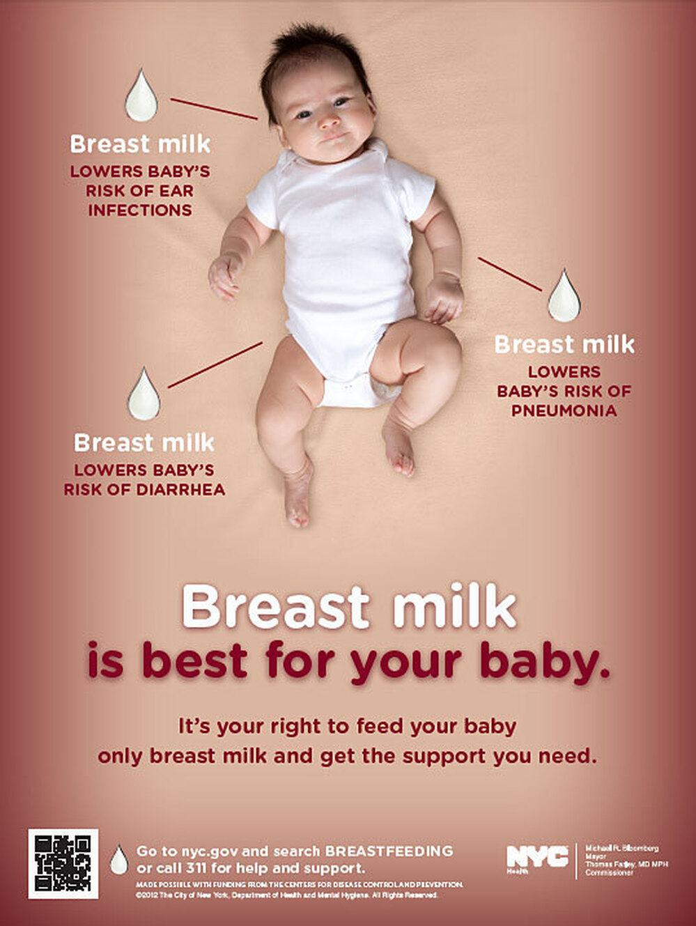 City leaders want to encourage more new moms to breast-feed their babies. One of several "Latch on NYC" posters promoting the initiative.