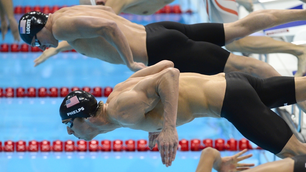 Swimmers Michael Phelps and Ryan Lochte deploy their muscles to win medals for the United States at the 2012 London Olympic Games.