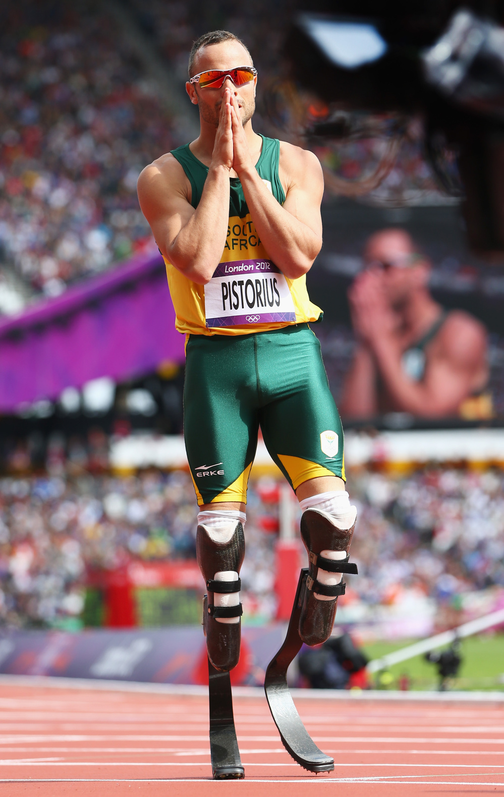After the race, Oscar Pistorius admitted that he "didn't know if I should cry or be happy." And he thanked the crowd, which included his grandmother.