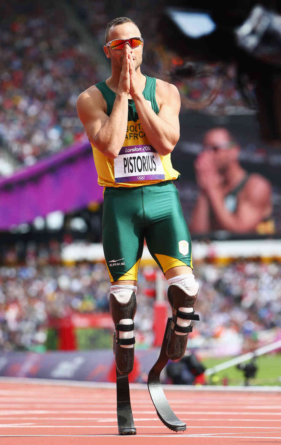 After the race, Oscar Pistorius admitted that he "didn't know if I should cry or be happy." And he thanked the crowd, which included his grandmother.