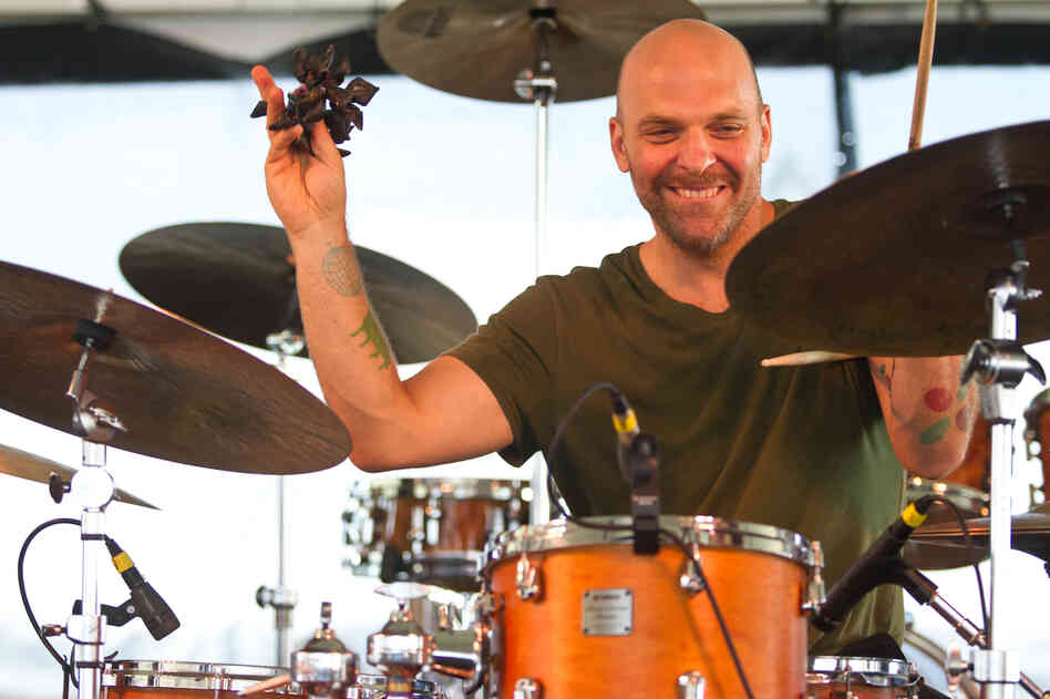 Drummer Dave King of The Bad Plus performs at the 2012 Newport Jazz Festival.