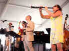 The 3 Clarinets — (left to right) Evan Christopher, Ken Peplowski and Anat Cohen — play on the Harbor Stage at the Newport Jazz Festival.