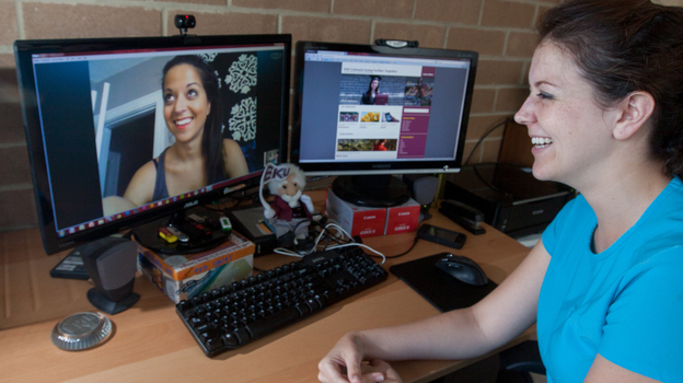 Afsi and Lindsey use Skype to make plans for Eastern Further.
