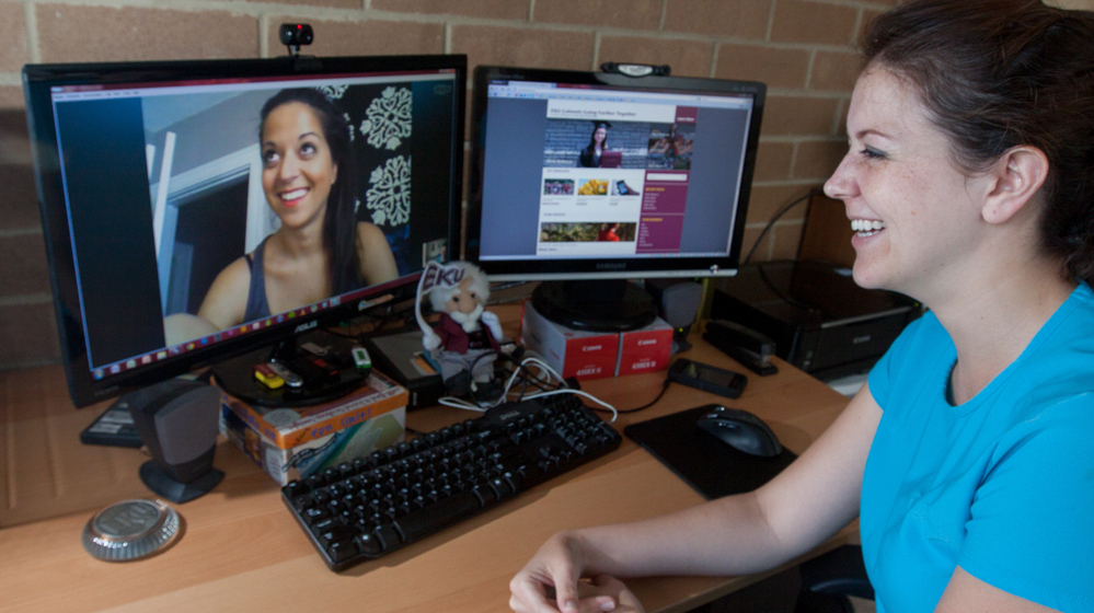 Afsi and Lindsey use Skype to make plans for Eastern Further.