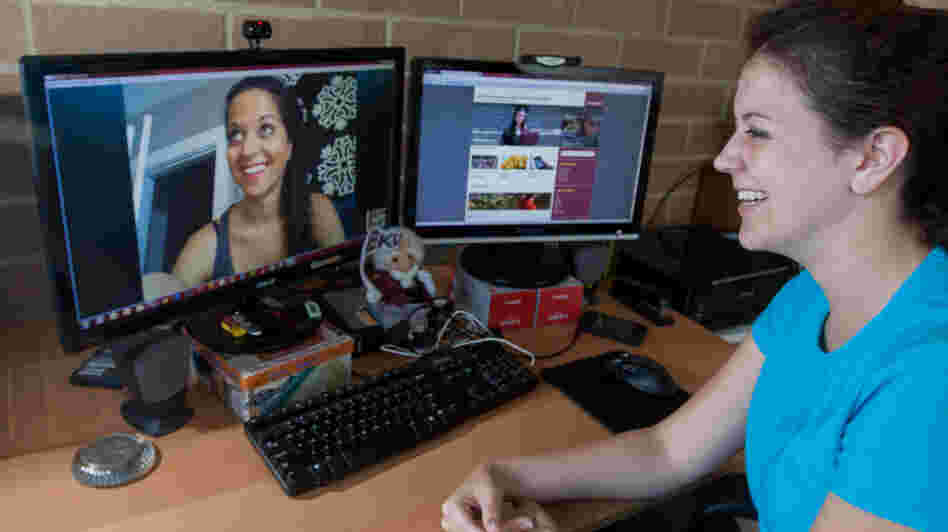 Afsi and Lindsey use Skype to make plans for Eastern Further.