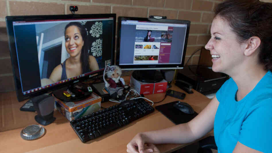 Afsi and Lindsey use Skype to make plans for Eastern Further.