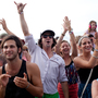 Fans celebrate the close of the Newport Jazz Festival. Fans celebrate the close of the Newport Jazz Festival.
