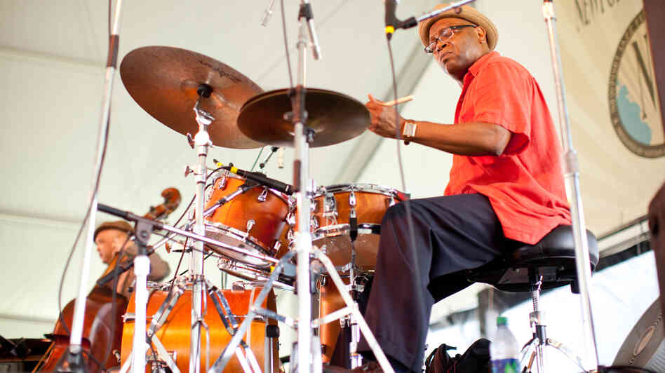 Drummer Lewis Nash performs at the 2012 Newport Jazz Festival. Drummer Lewis Nash performs at the 2012 Newport Jazz Festival.