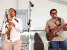 Saxophonist Rudresh Mahanthappa performs with bassist Rich Brown at the 2012 Newport Jazz Festival.