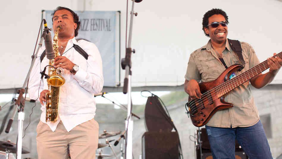 Saxophonist Rudresh Mahanthappa performs with bassist Rich Brown at the 2012 Newport Jazz Festival. Saxophonist Rudresh Mahanthappa performs with bassist Rich Brown at the 2012 Newport Jazz Festival.