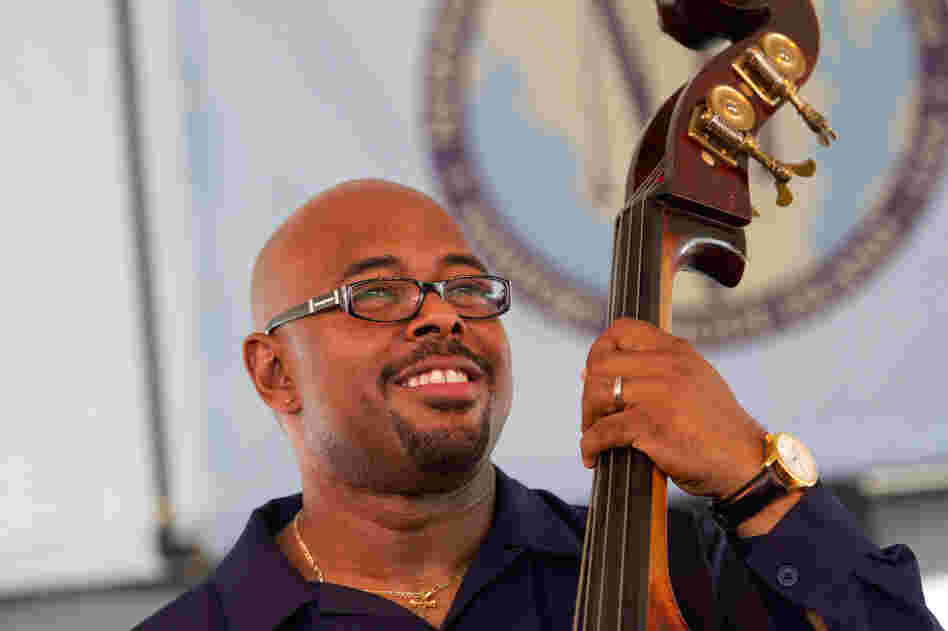 Christian McBride was all smiles while steering his quintet, Inside Straight. Hours later, he would jam with master drummer Jack DeJohnette during an all-star performance.