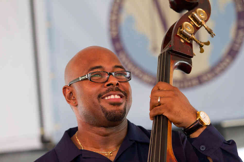Christian McBride was all smiles while steering his quintet, Inside Straight. Hours later, he would jam with master drummer Jack DeJohnette during an all-star performance.