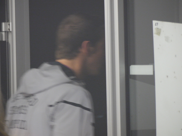 Michael Phelps as he departed, and just before he says "no."