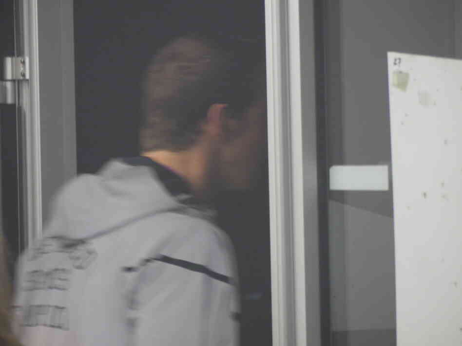 Michael Phelps as he departed, and just before he says "no."