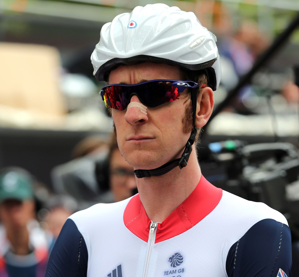 Bradley Wiggins of Great Britain before a road race on Day 1 of the Olympics.