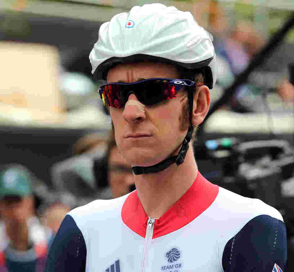 Bradley Wiggins of Great Britain before a road race on Day 1 of the Olympics.