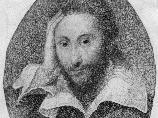 Circa 1610, a portrait of William Shakespeare (1564 - 1616).