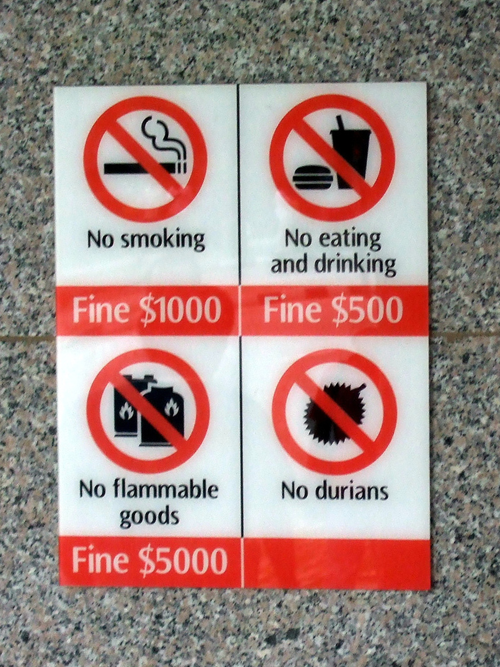 Durians make this banned items list in Singapore.