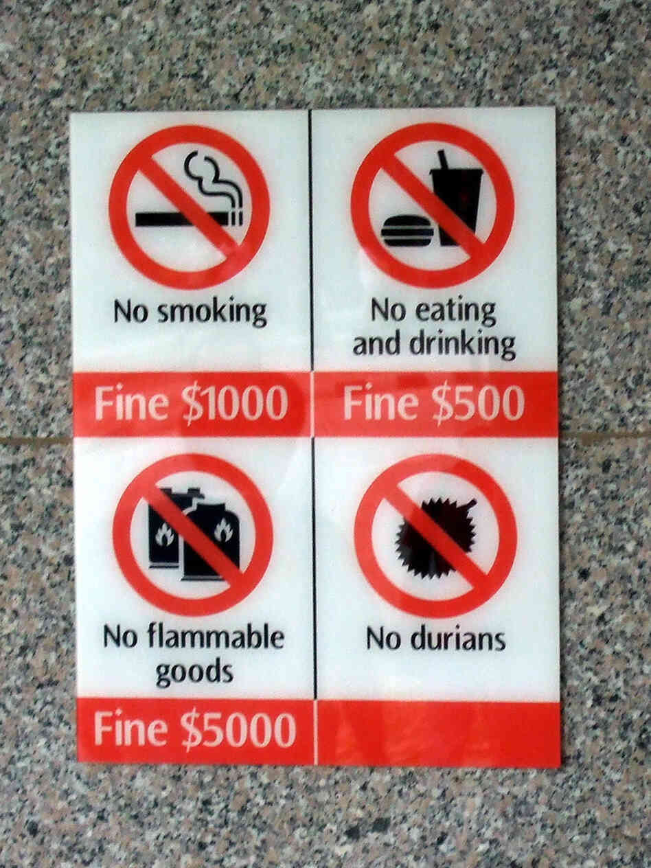 Durians make this banned items list in Singapore.