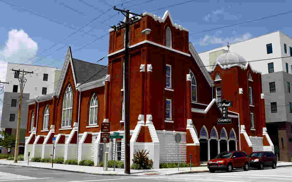 The St. Paul AME Church in downtown Tampa was a focal point of the city's black community, but is now a community center for an adjacent apartment complex. A dwindling congregation forced the church to close.