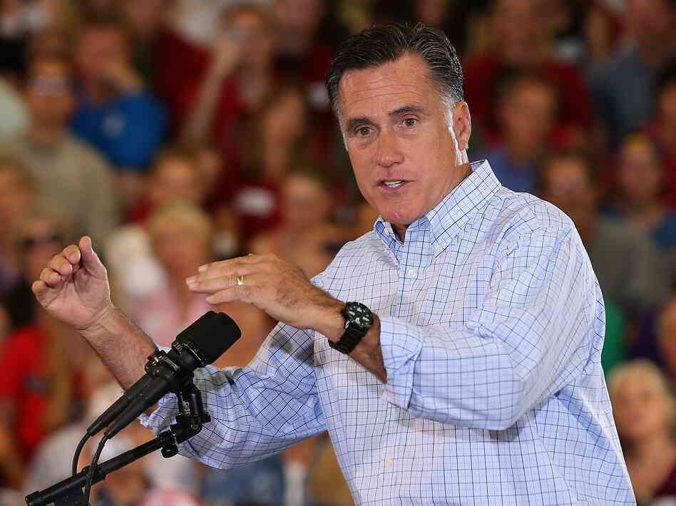 Mitt Romney speaks during a campaign stop at the Jefferson County Fairgrounds this month in Golden, Colo.