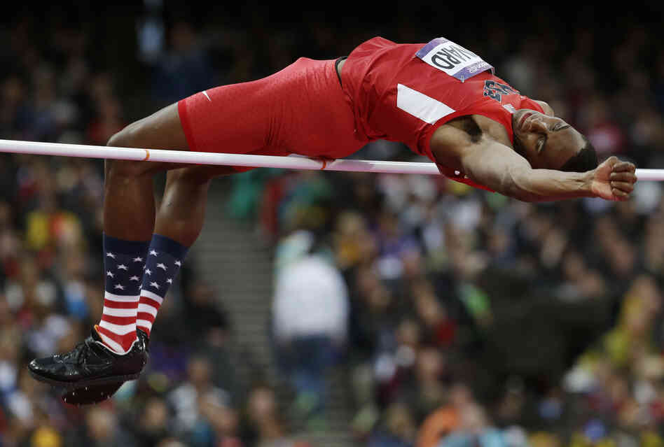 Erik Kynard of the U.S. clears the bar in the men's high jump final. He finished second in the event.