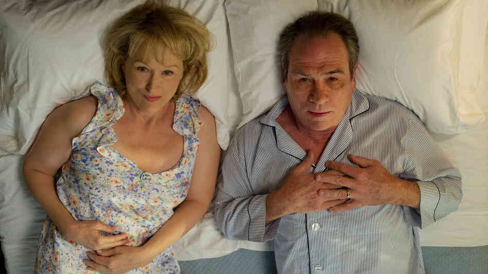 In Hope Springs, Kay (Meryl Streep) forces Arnold (Tommy Lee Jones) into a week of couples therapy after she gets tired of — among other things — sleeping in separate bedrooms. In Hope Springs, Kay (Meryl Streep) forces Arnold (Tommy Lee Jones) into a week of couples therapy after she gets tired of — among other things — sleeping in separate bedrooms.