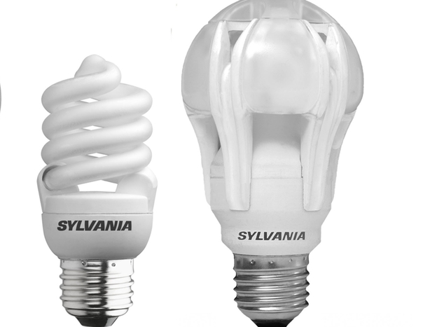 Scientists say energy-saving compact fluorescent (left) or light-emitting diode (right) light bulbs can have unsavory health effects.