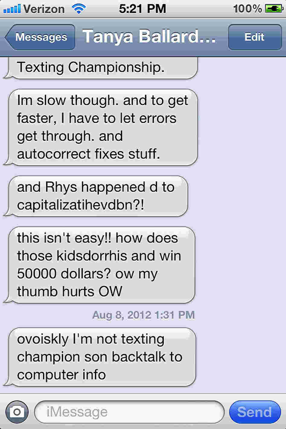 A screengrab of the second part of my text writing attempt. A screengrab of the second part of my text writing attempt.