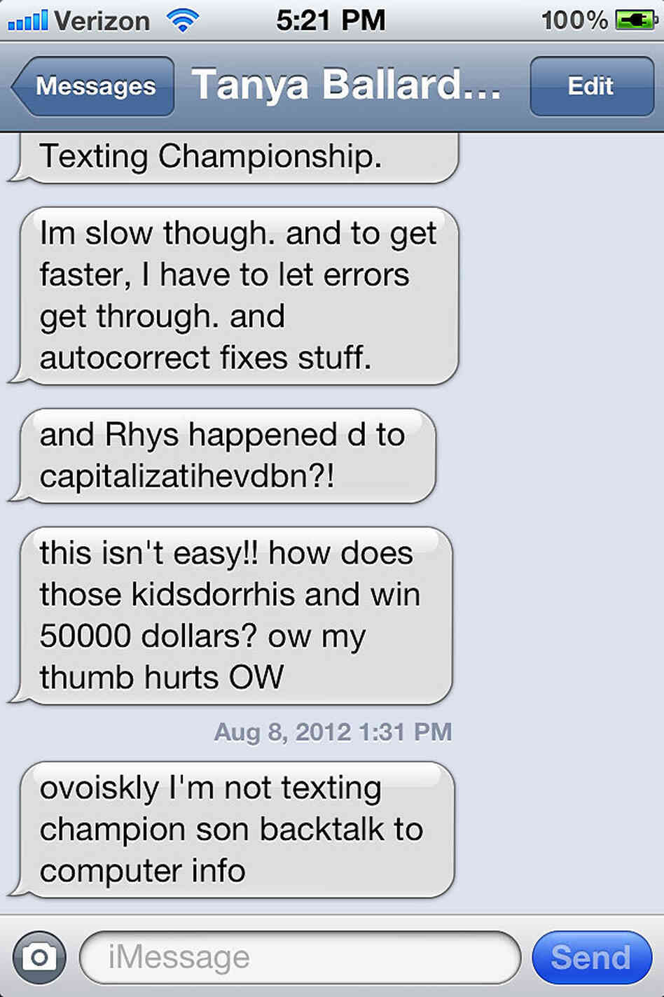 A screengrab of the second part of my text writing attempt. A screengrab of the second part of my text writing attempt.