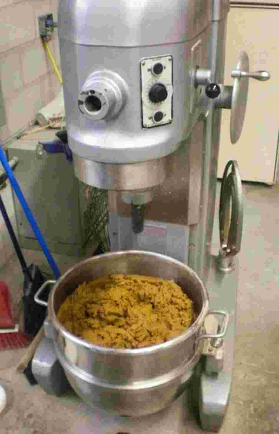 Soybean paste is mixed to the right consistency and moisture content to produce fake poop at the Maximum Performance factory. Soybean paste is mixed to the right consistency and moisture content to produce fake poop at the Maximum Performance factory.