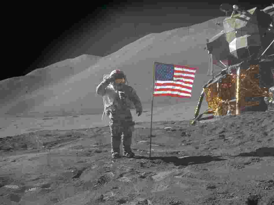 Apollo 15 commander David R. Scott landed on the moon on July 30,1971, near the Salyut crater.