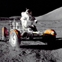 Apollo 17 commander Eugene A. Cernan takes a Lunar Roving Vehicle for a spin at the Taurus-Littrow landing site during the 1972 mission. Apollo 17 commander Eugene A. Cernan takes a Lunar Roving Vehicle for a spin at the Taurus-Littrow landing site during the 1972 mission.