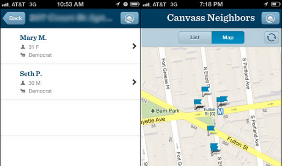 A screenshot of the new Obama campaign app.
