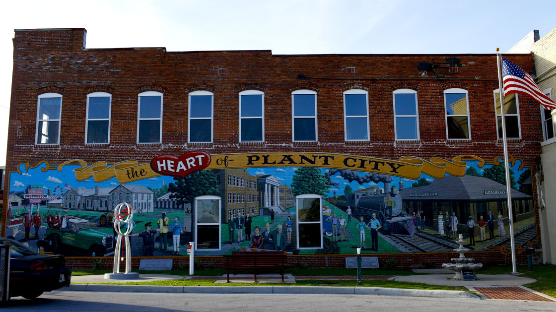 Plant City, Fla., claims to be the winter strawberry capital of the world. Here, a mural celebrating its past decorates the downtown.