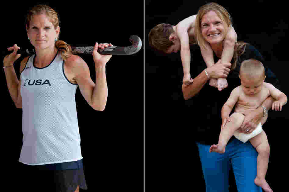 Keli Smith Puzo, field hockey, with sons Xavi and Ian.