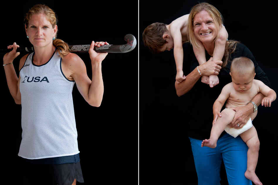 Keli Smith Puzo, field hockey, with sons Xavi and Ian.