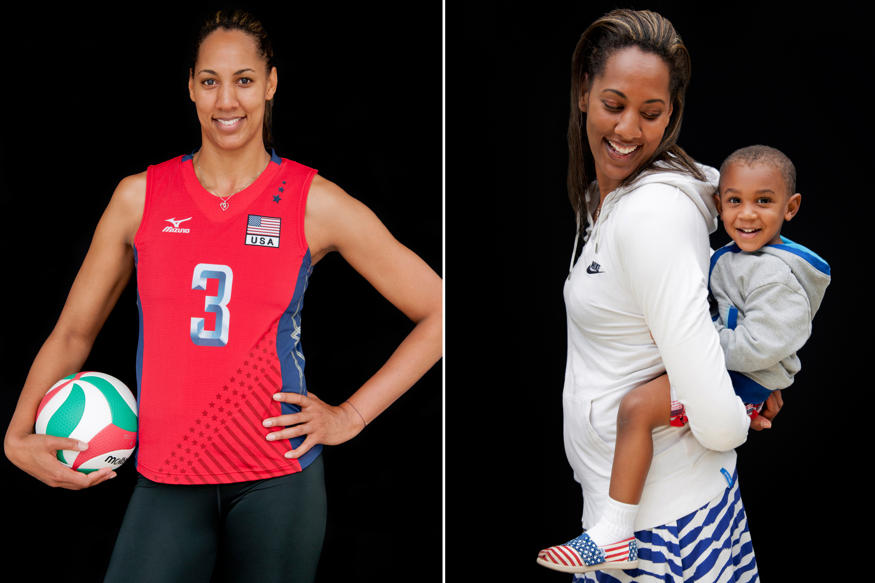 Tayyiba Haneef-Park, volleyball, with son AJ.