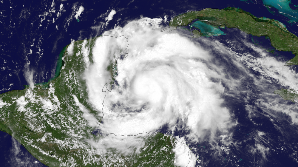 Hurricane Ernesto before making landfall in Mexico.