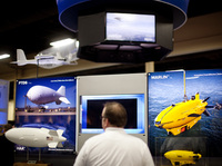 Manufacturers at the conference showed a wide range of unmanned vehicles used in the air, on land and in the sea.