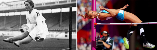 The bodies and strategies of Olympic athletes have changed over time, as these photos of high jumpers from the 1908 and 2012 Games show.