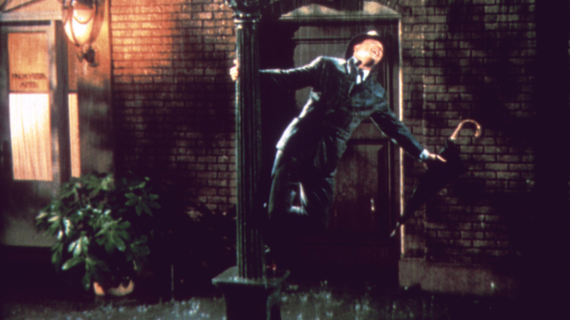Gene Kelly stars as Don Lockwood in Singin' in the Rain. In celebration of the 1952 musical's 60th birthday, a newly restored print was released in theaters for a one-night public screening, and a new edition has been released on DVD and Blu-Ray.