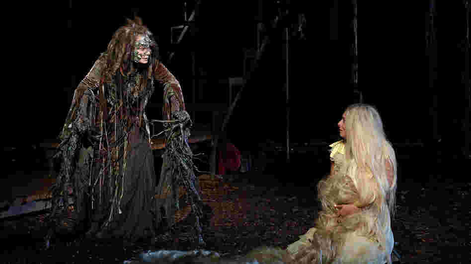 Donna Murphy plays the Witch and Tess Soltau her ward Rapunzel in Into the Woods, running as part of the Public Theater's 50th-anniversary Shakespeare in the Park season.