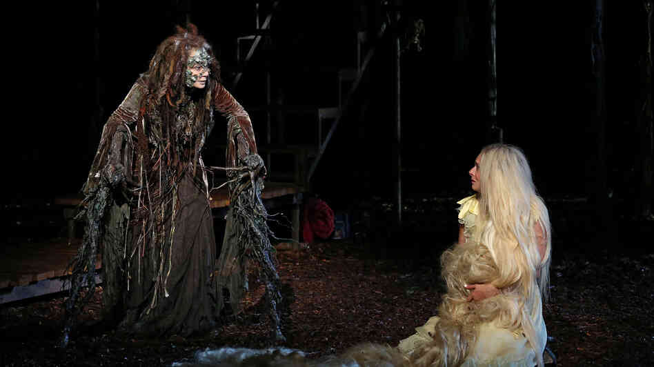Donna Murphy plays the Witch and Tess Soltau her ward Rapunzel in Into the Woods, running as part of the Public Theater's 50th-anniversary Shakespeare in the Park season.