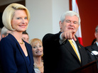 Former House Speaker Newt Gingrich, accompanied by his wife Callista, speaks at a rally in Montgomery, Ala., on March 7. Former House Speaker Newt Gingrich, accompanied by his wife Callista, speaks at a rally in Montgomery, Ala., on March 7.